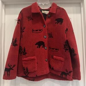 Sweet Jessie Cottage Core Red Fleece Jacket , XL